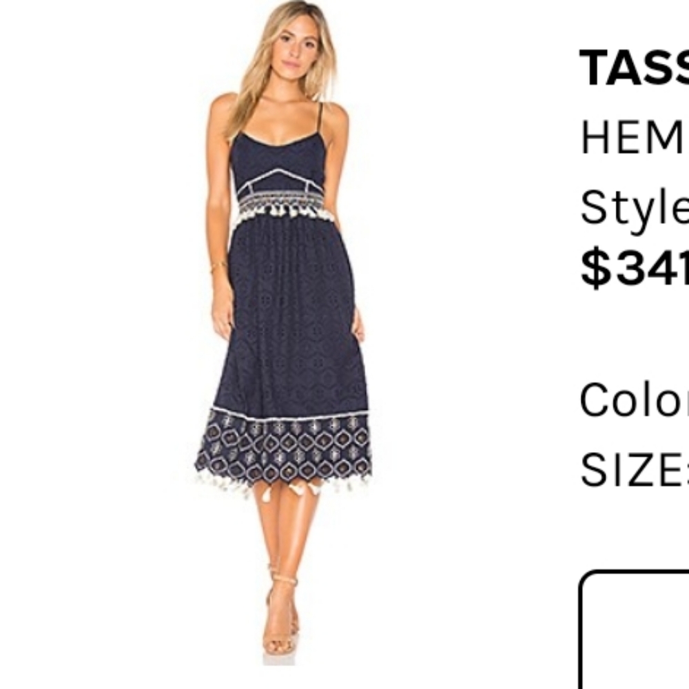 HEMANT AND NANDITA Navy Tassel Midi Dress - sz M
